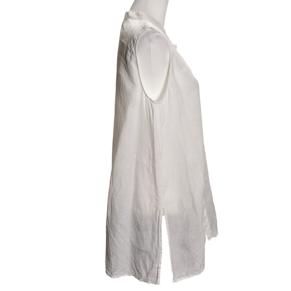 Eileen Fisher White Sleeveless Button Front Tunic Top Minimal Linen Core Medium - Picture 2 of 5